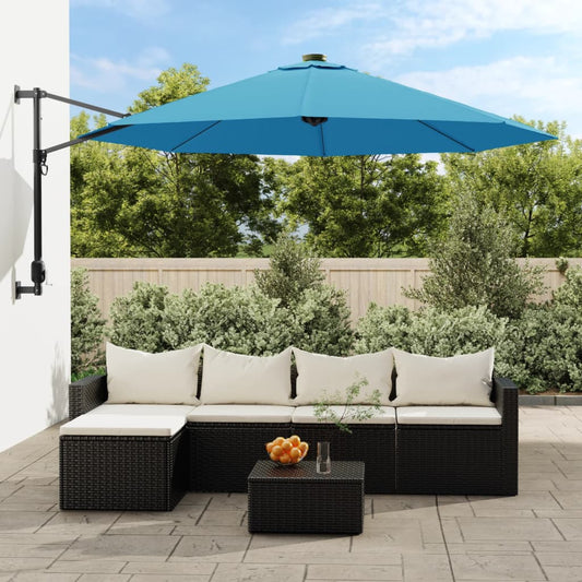 Væghængt Parasol Med Led-Lys 290 Cm Hav