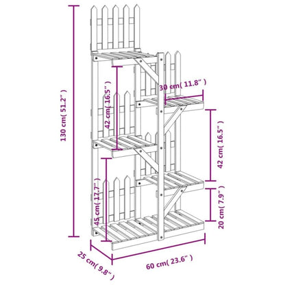 Blomsterstativ 60x25x130 Cm Massivt Fyrretræ - Billede 8