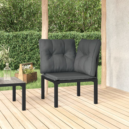 Hjørnemodul Til Havesofa Med Hynder Polyrattan Sort Og Grå - Variant 362797