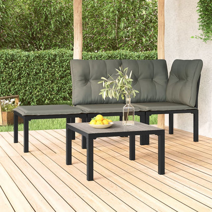 Hjørnemodul Til Havesofa Med Hynder Polyrattan Sort Og Grå - Variant 362800