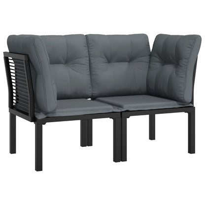Hjørnemodul Til Havesofa Med Hynder Polyrattan Sort Og Grå - Billede 2