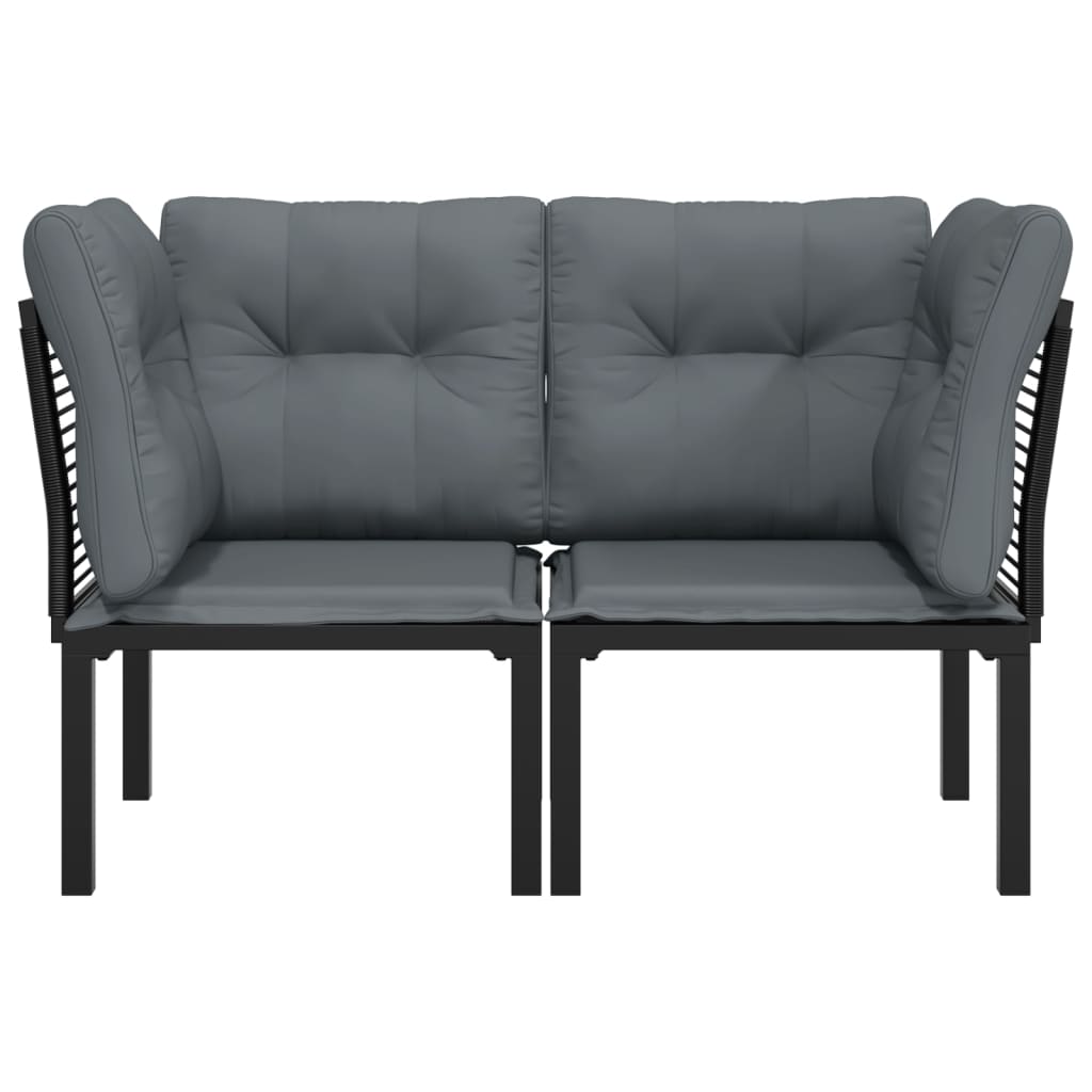 Hjørnemodul Til Havesofa Med Hynder Polyrattan Sort Og Grå - Billede 3