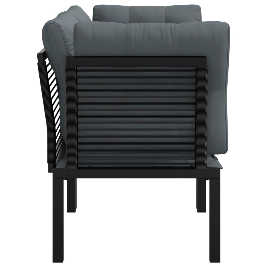 Hjørnemodul Til Havesofa Med Hynder Polyrattan Sort Og Grå - Billede 4