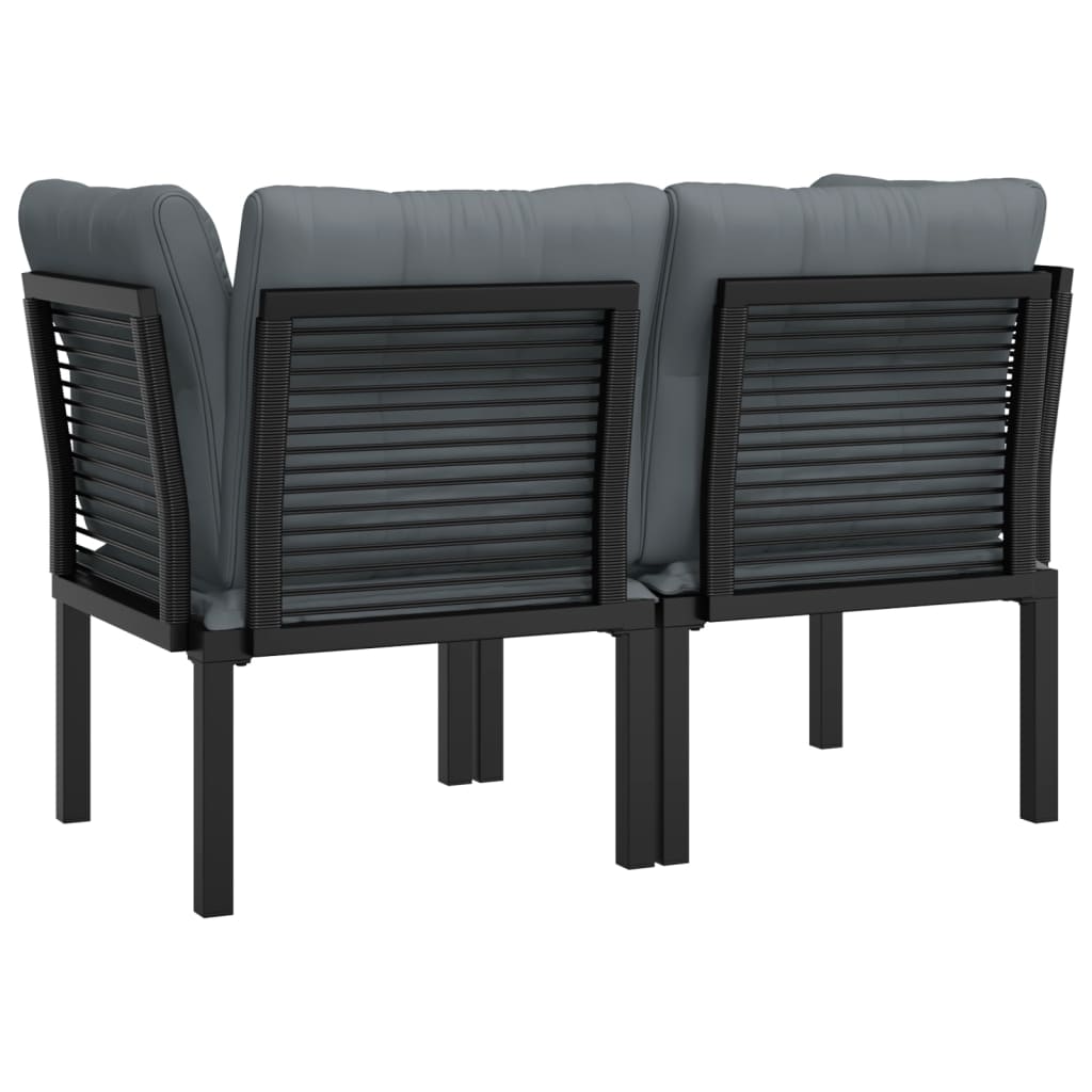 Hjørnemodul Til Havesofa Med Hynder Polyrattan Sort Og Grå - Billede 5