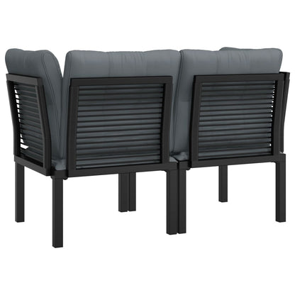 Hjørnemodul Til Havesofa Med Hynder Polyrattan Sort Og Grå - Billede 5