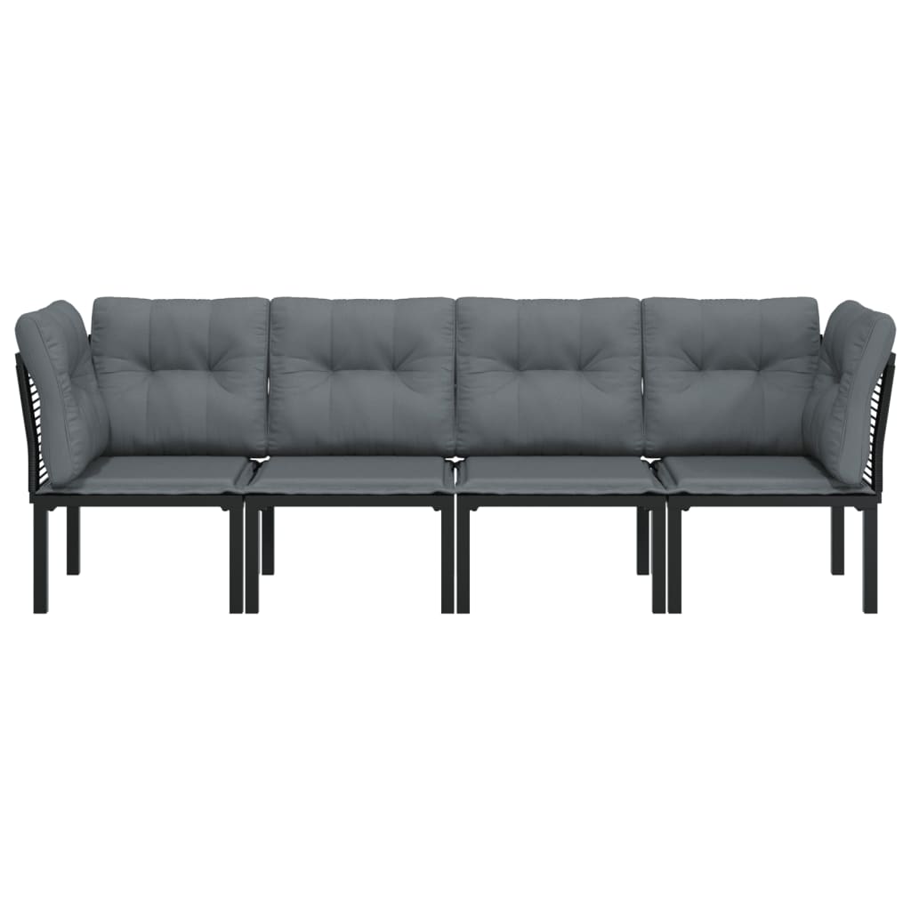 Loungesæt Til Haven Polyrattan Sort Og Grå