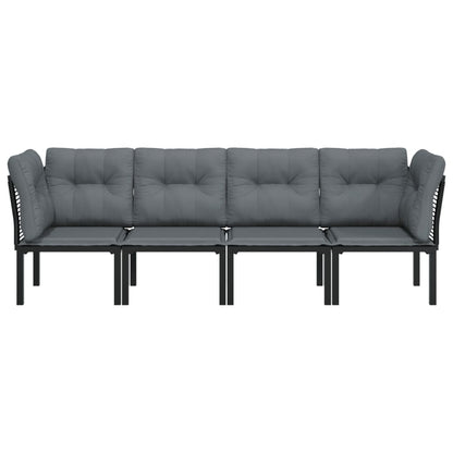Loungesæt Til Haven Polyrattan Sort Og Grå