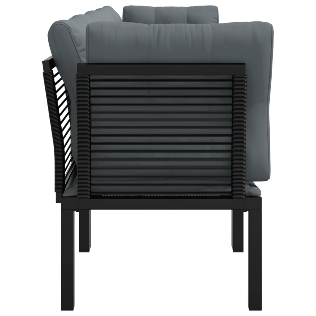 Loungesæt Til Haven Polyrattan Sort Og Grå