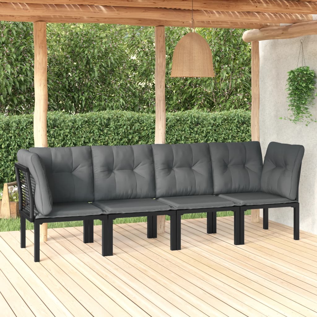 Hjørnemodul Til Havesofa Med Hynder Polyrattan Sort Og Grå - Variant 362802