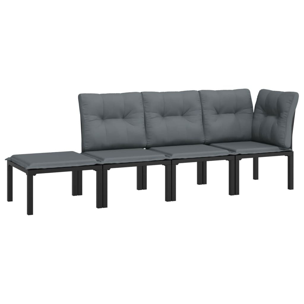 Loungesæt Til Haven Polyrattan Sort Og Grå