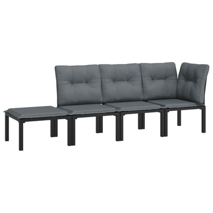 Loungesæt Til Haven Polyrattan Sort Og Grå