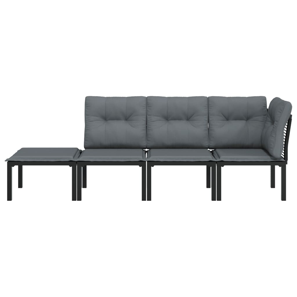 Loungesæt Til Haven Polyrattan Sort Og Grå