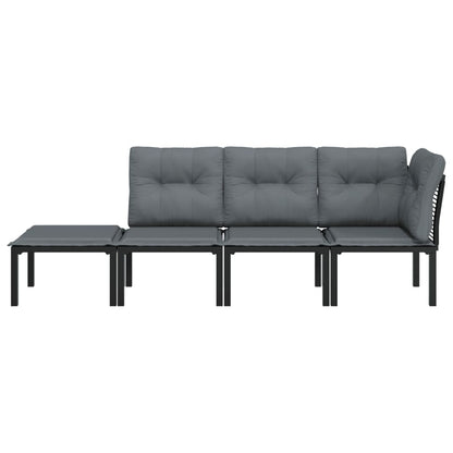 Loungesæt Til Haven Polyrattan Sort Og Grå