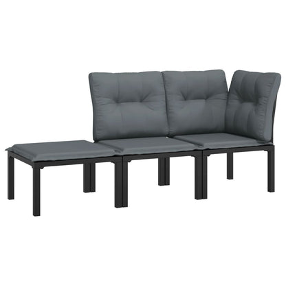 Loungesæt Til Haven Polyrattan Sort Og Grå