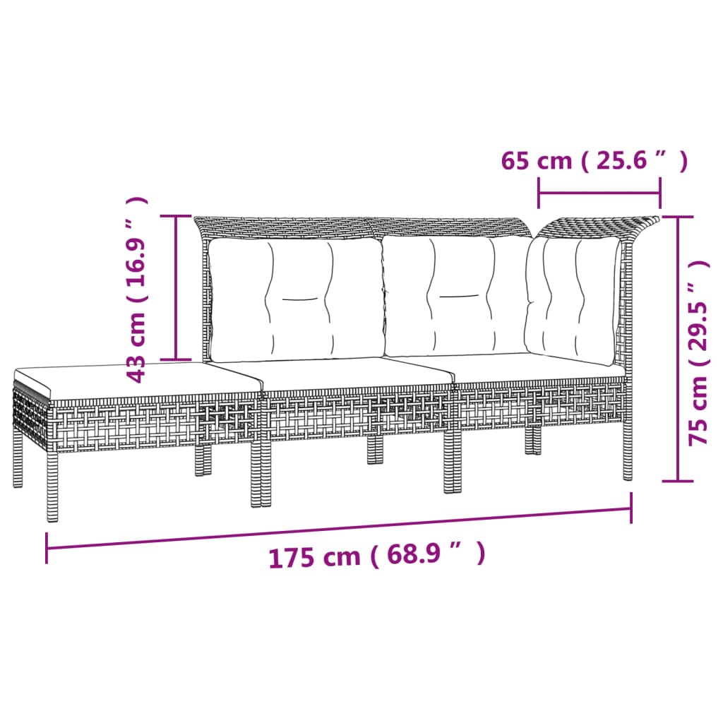 Loungesæt Til Haven Med Hynder Polyrattan