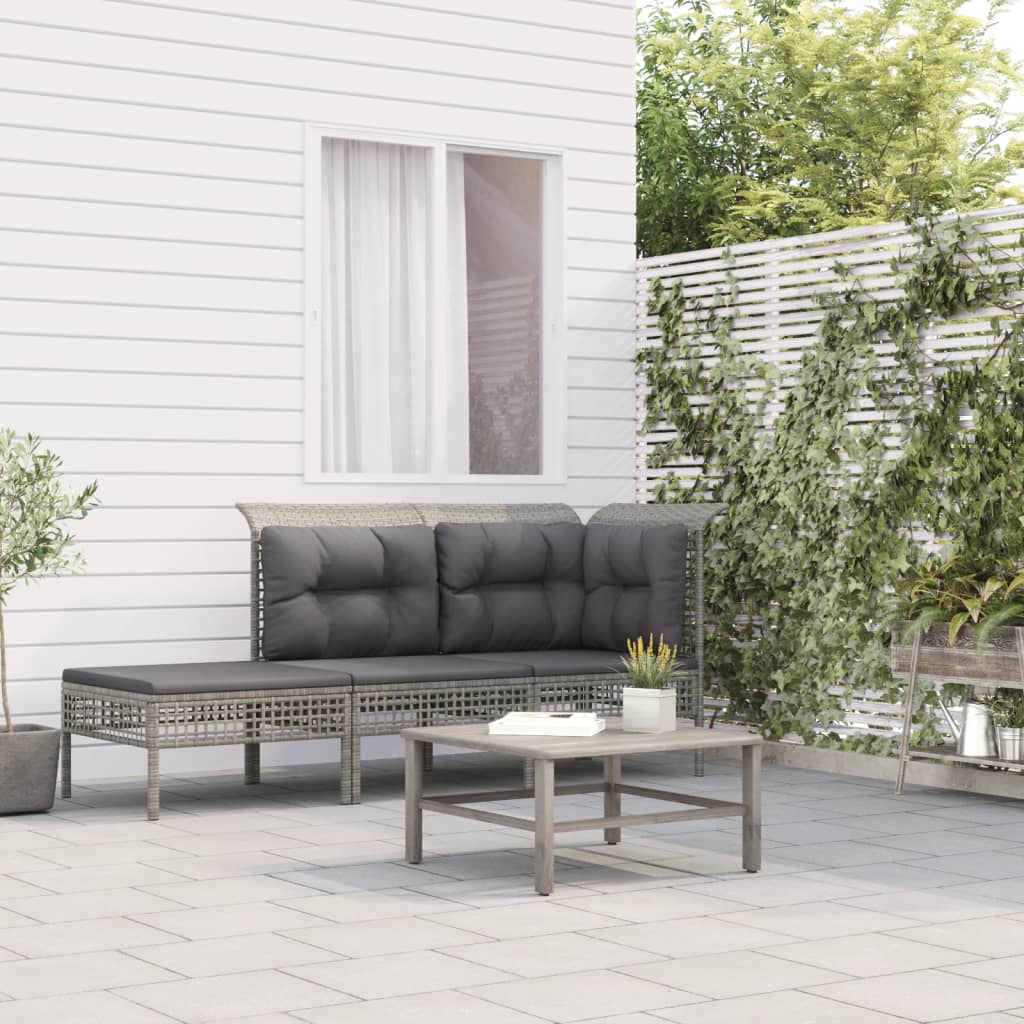 Hjørnemoduler Til Havesofa 2 Stk. Med Hynder Polyrattan Grå - Variant 319661