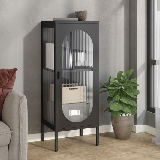 Skænk 40X35X105 Cm Glas Og Stål Sort