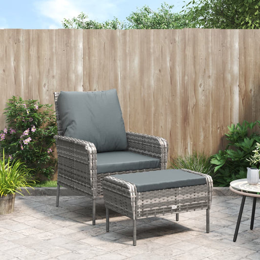 Havestol Med Fodskammel Polyrattan