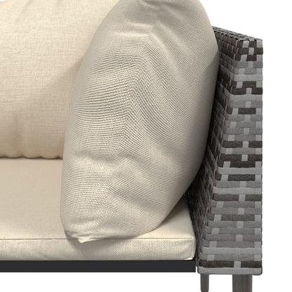 Loungesæt Til Haven 3 Dele Med Hynder Polyrattan Grå