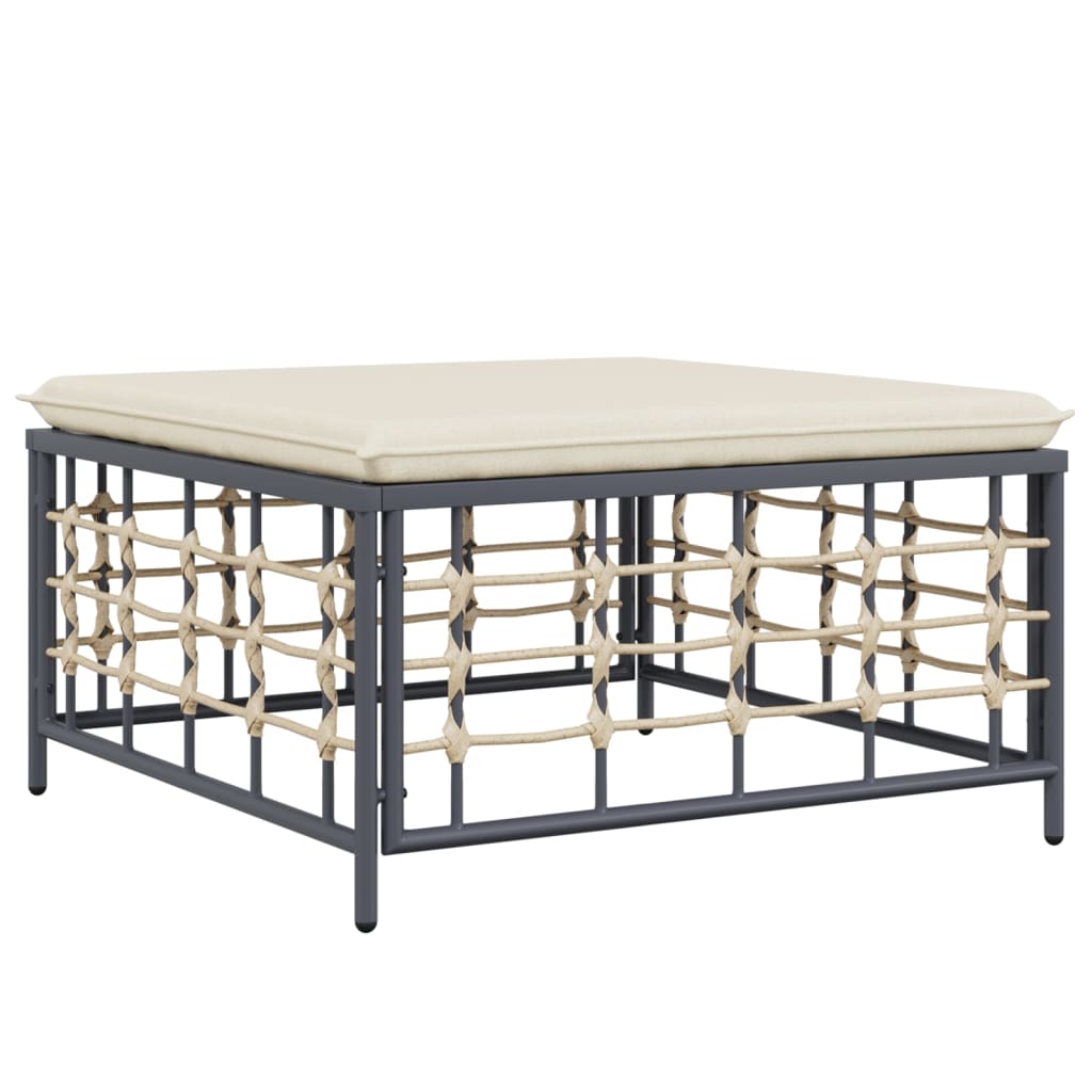 Haveskammel Med Hynde Polyrattan - Billede 2