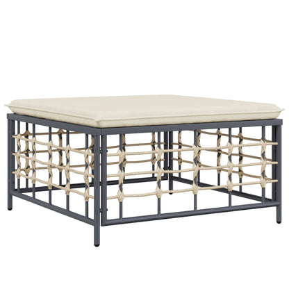 Haveskammel Med Hynde Polyrattan - Billede 2