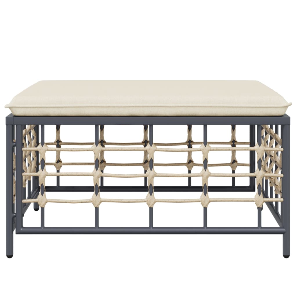 Haveskammel Med Hynde Polyrattan - Billede 3