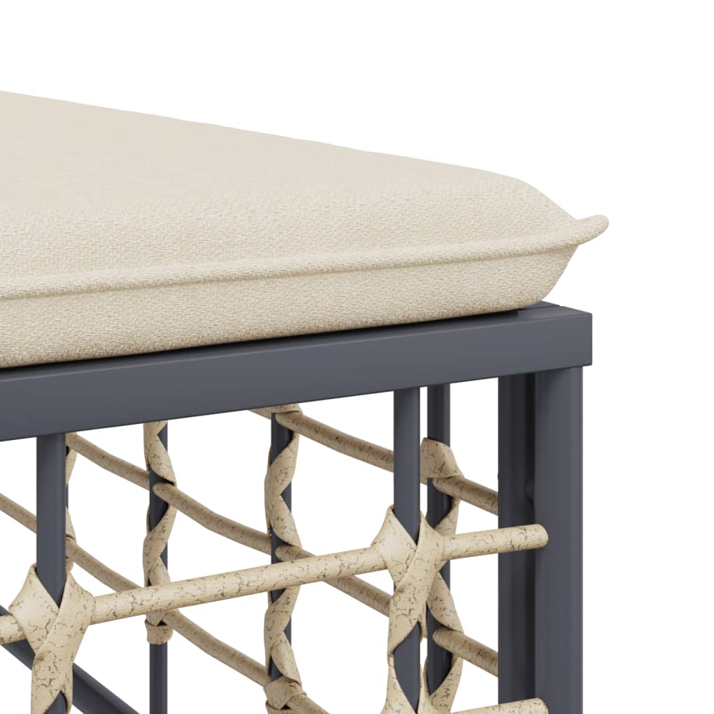 Haveskammel Med Hynde Polyrattan - Billede 5
