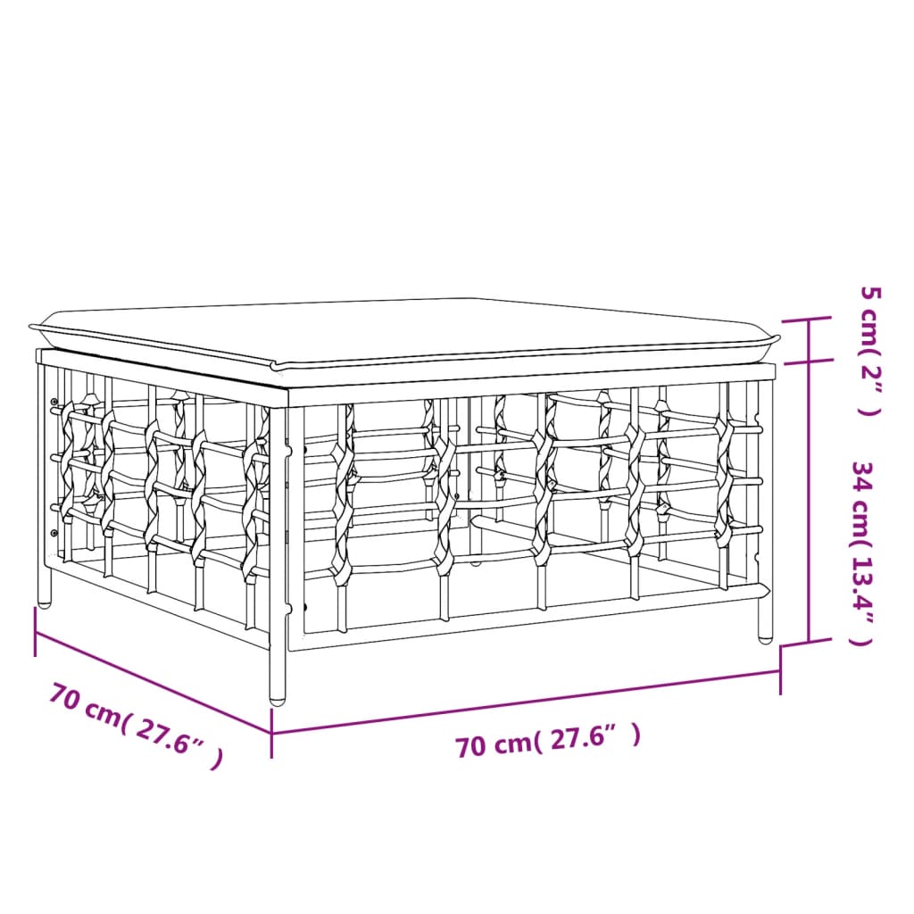 Haveskammel Med Hynde Polyrattan - Billede 7