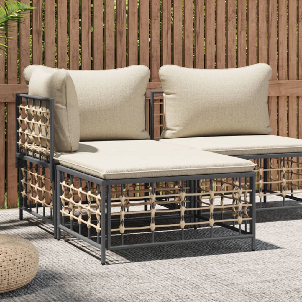 Haveskammel Med Hynde Polyrattan - Hovedbillede
