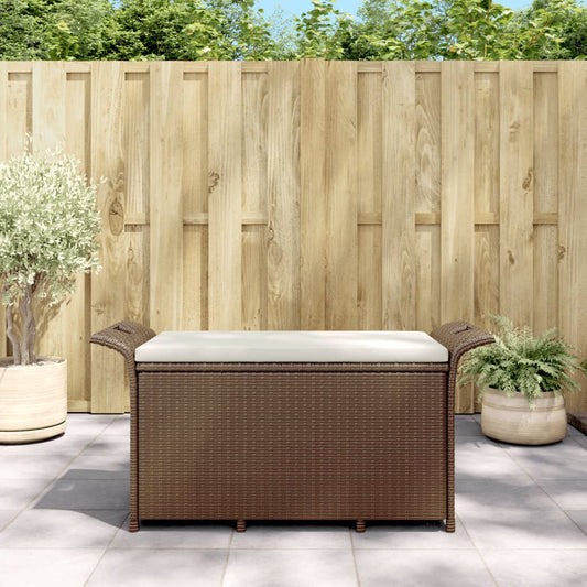 Havebænk Med Hynde 116X46X57 Cm Polyrattan Brun