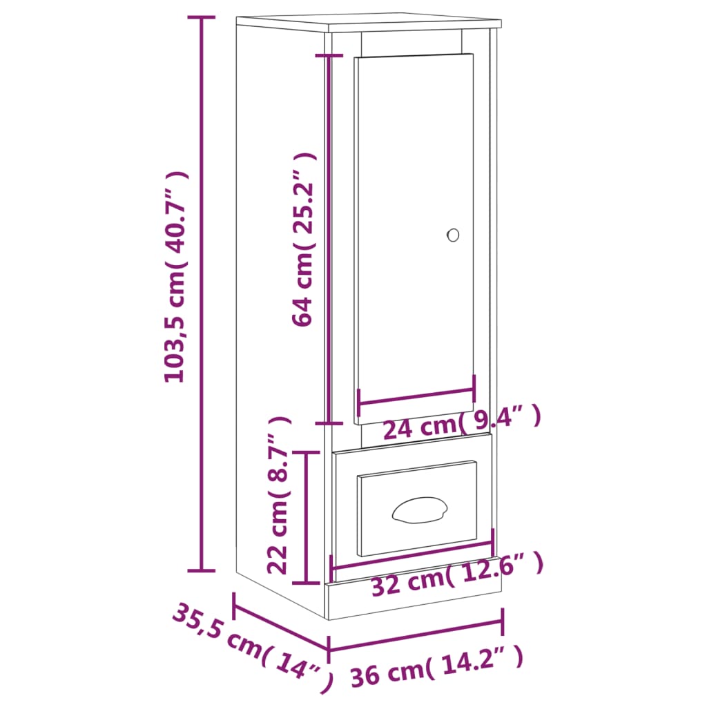 Skab 36X35,5X103,5 Cm Konstrueret Træ