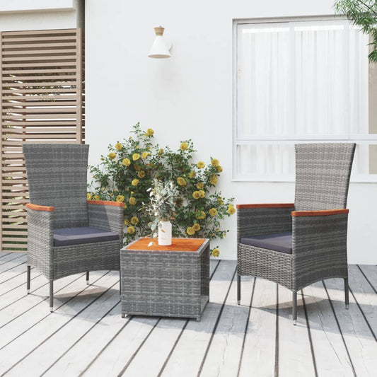 Loungesæt Til Haven 3 Dele Polyrattan Og Akacietræ