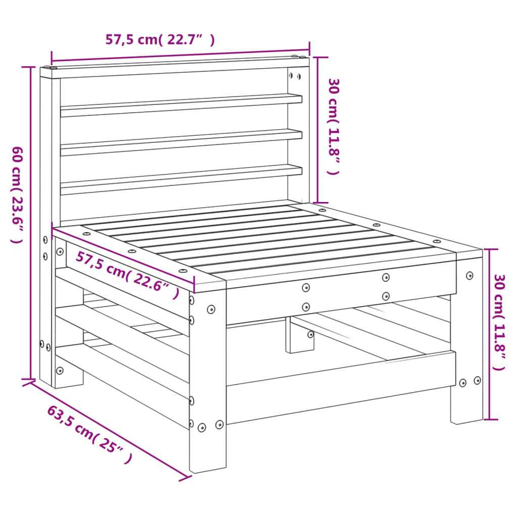Midtermodul Til Havesofa Massivt