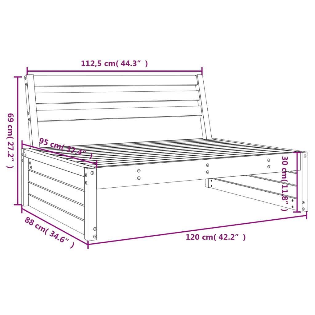 Midtermodul Til Havesofa 120x80 Cm Massivt Douglasgran - Billede 7