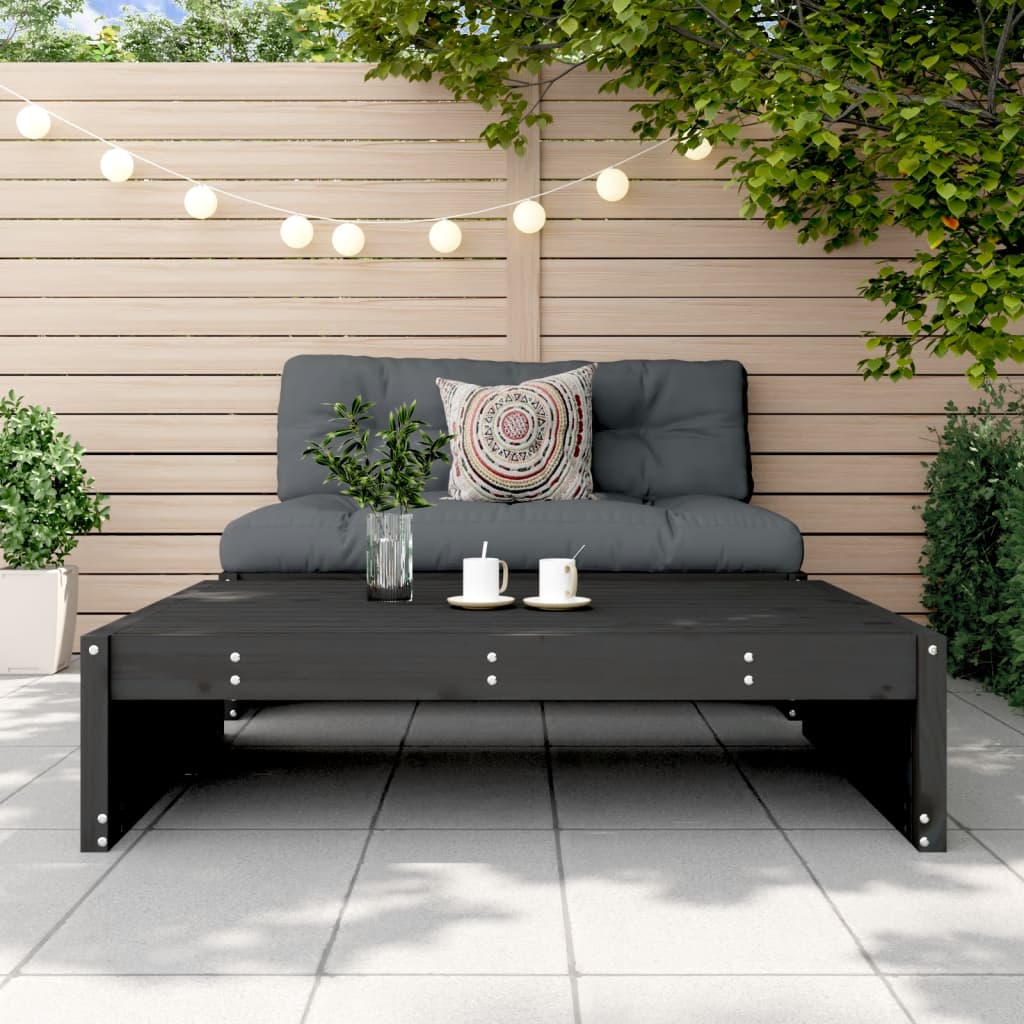 Udendørs Fodskammel 120x80 Cm Massivt Fyrretræ Sort - Billede 3