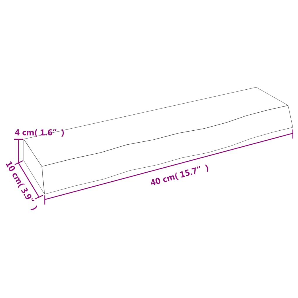 Væghylde 40x10x4 Cm Massivt Egetræ - Billede 7