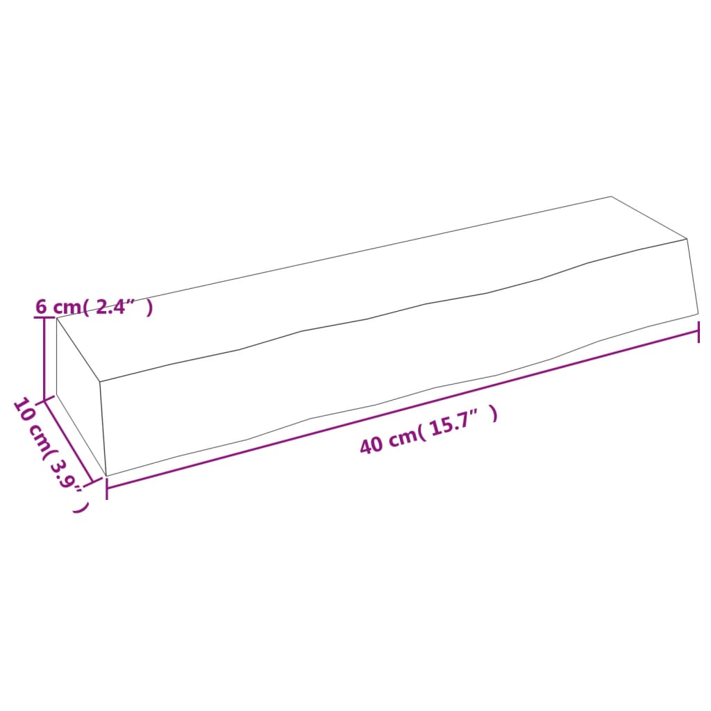 Væghylde 40x10x6 Cm Massivt Egetræ - Billede 7