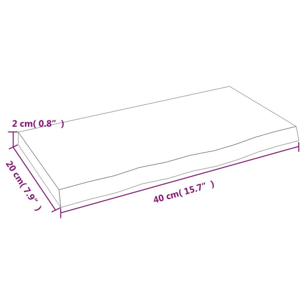 Væghylde 40x20x2 Cm Massivt Egetræ - Billede 7