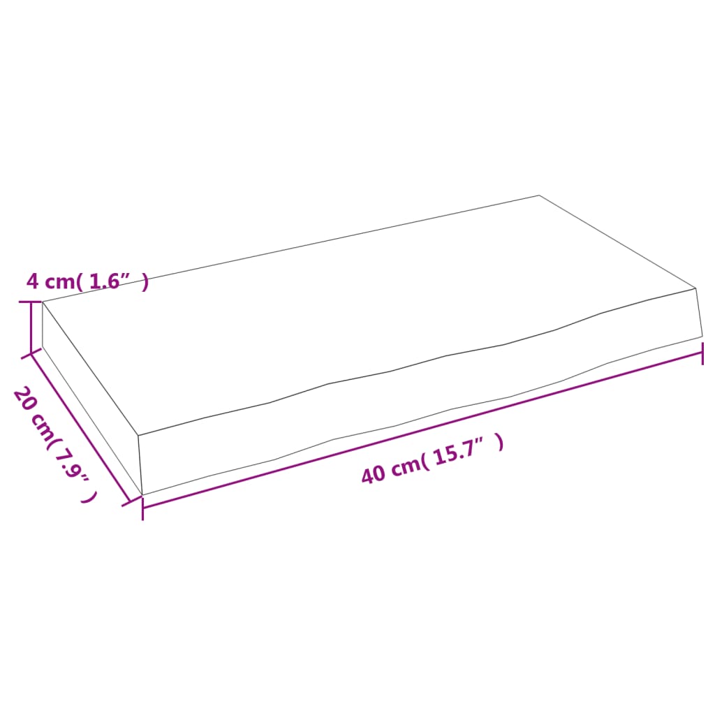Væghylde 40x20x4 Cm Massivt Egetræ - Billede 7