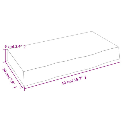 Væghylde 40x20x6 Cm Massivt Egetræ - Billede 7