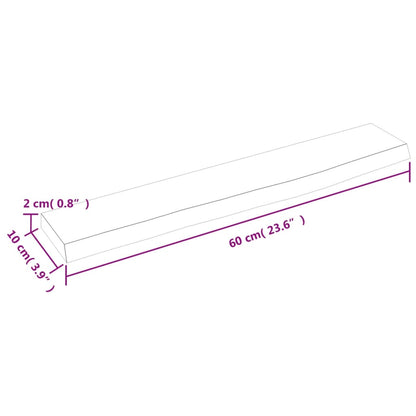 Væghylde 60x10x2 Cm Massivt Egetræ - Billede 7