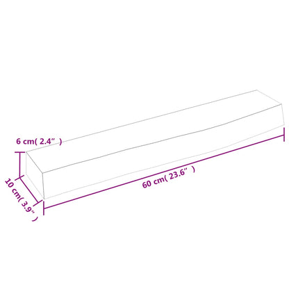 Væghylde 60x10x6 Cm Massivt Egetræ - Billede 7