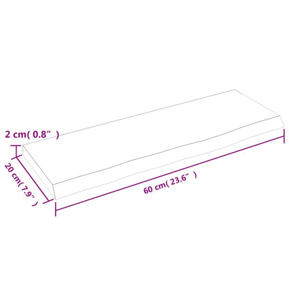 Væghylde 60x20x2 Cm Massivt Egetræ - Billede 7