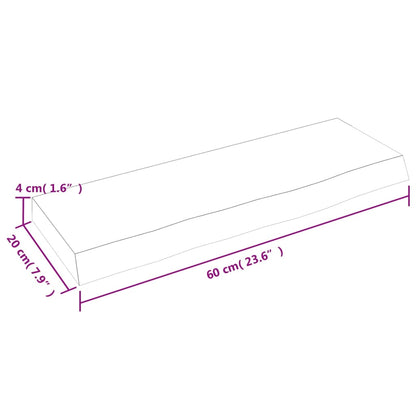Væghylde 60x20x4 Cm Massivt Egetræ - Billede 7