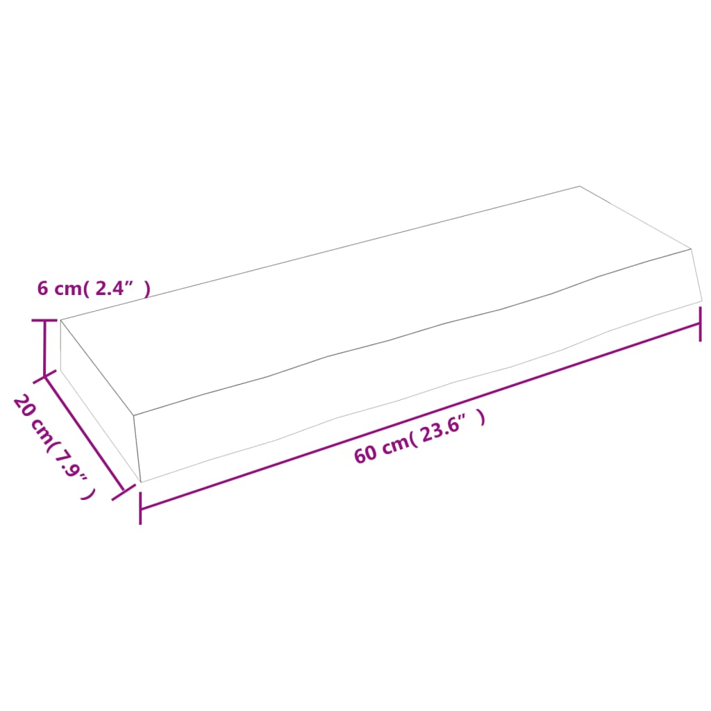 Væghylde 60x20x6 Cm Massivt Egetræ - Billede 7