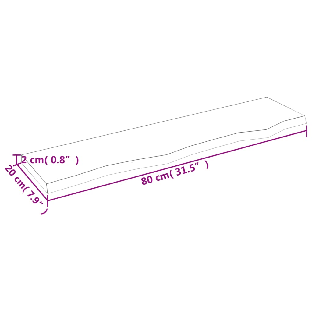 Væghylde 80x20x2 Cm Massivt Egetræ - Billede 7