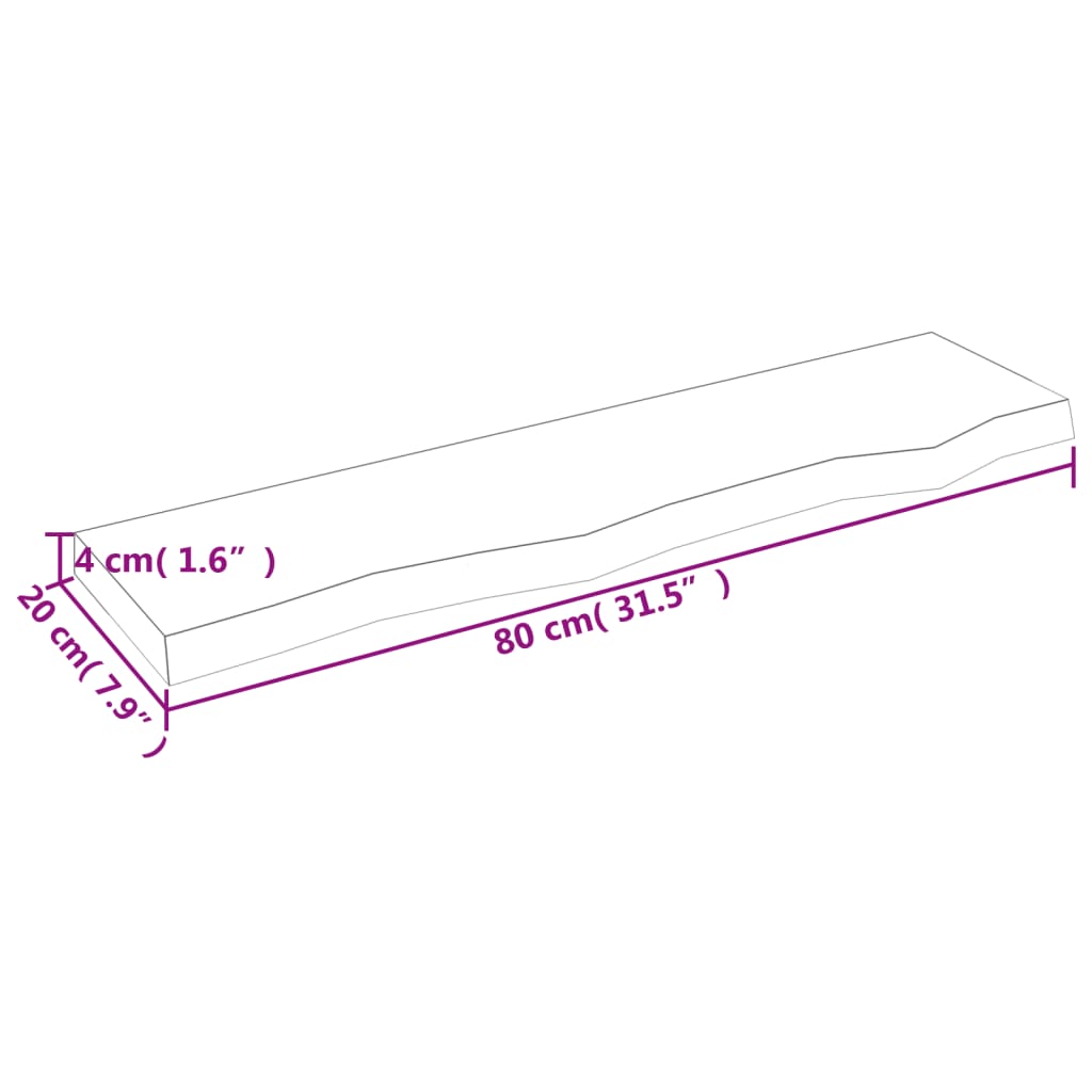 Væghylde 80x20x4 Cm Massivt Egetræ - Billede 7