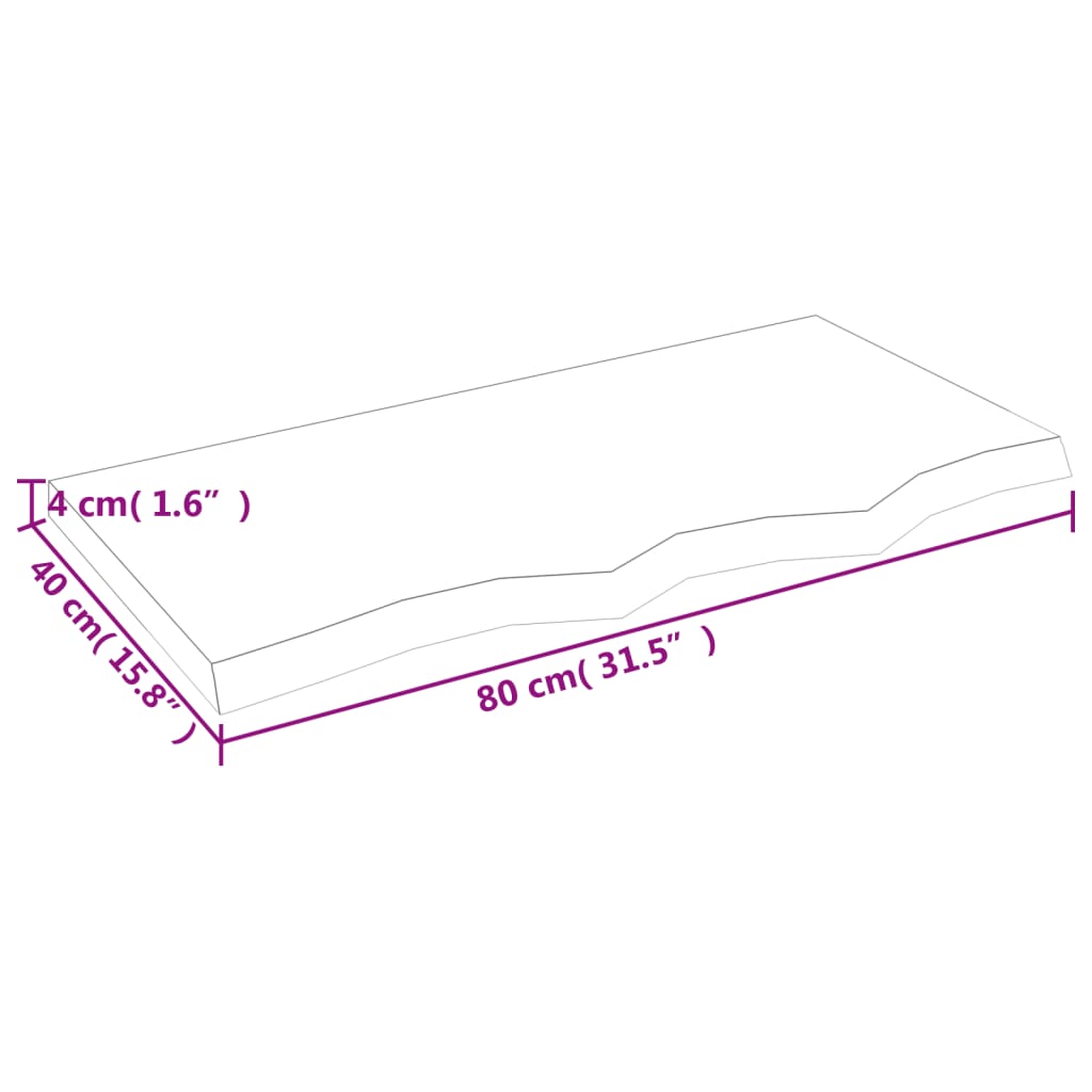 Væghylde 80x40x(2-4) Cm Massivt Egetræ - Billede 9