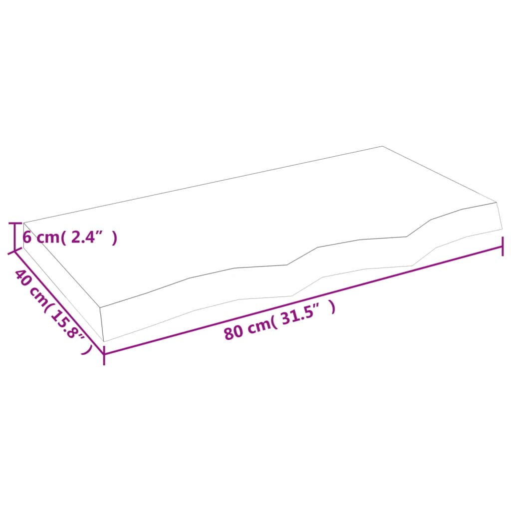 Væghylde 80x40x(2-6) Cm Massivt Egetræ - Billede 9