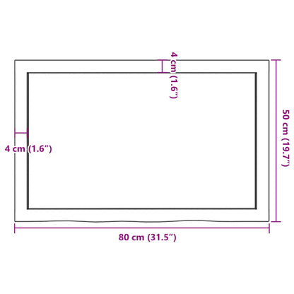 Væghylde 80x50x(2-6) Cm Massivt Egetræ - Billede 10